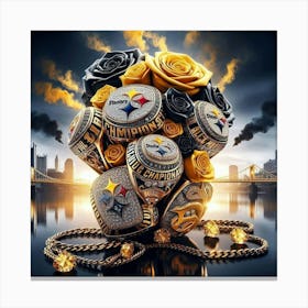 Pittsburgh Steelers Championship Rings Canvas Print