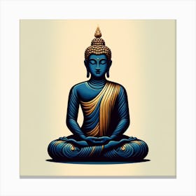 "Contemplative Tranquility" is an artwork that exudes calm and mindfulness, portraying a serene Buddha in deep meditation. The use of cool blue tones and golden accents highlights the figure's peaceful demeanor and spiritual radiance. This piece serves as a powerful focal point, inviting viewers to engage in introspection and find their own inner peace. It's perfect for those looking to create a serene environment in their home, yoga studio, or meditation space. "Contemplative Tranquility" is not only a striking visual addition but also an embodiment of the quest for balance and harmony in life's journey. Canvas Print