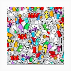 Graffity Characters Seamless Pattern Art Canvas Print