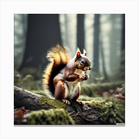 Red Squirrel In The Forest 31 Canvas Print