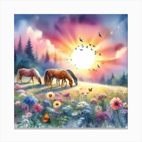 Horses In The Meadow 6 Canvas Print