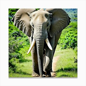 Elephant In The Savannah Canvas Print