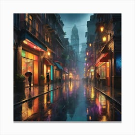 Rainy City City art print Canvas Print