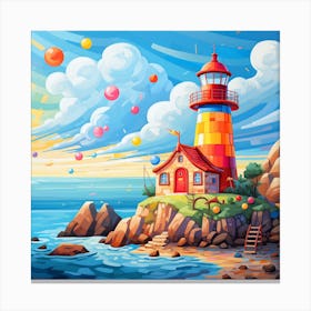 Lighthouse On The Beach Canvas Print