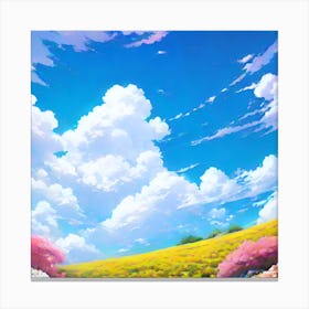 Sky And Flowers Canvas Print