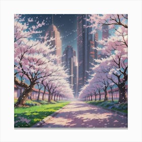 City And Tree Lined Avenue(1) Canvas Print
