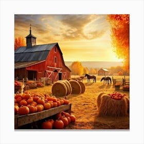 Autumn Farm Festival Capturing The Essence Of Rustic Charm Freshly Harvested Produce Spread Across (2) 2 Canvas Print