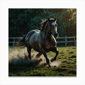 Horse Galloping In The Field 2 Canvas Print