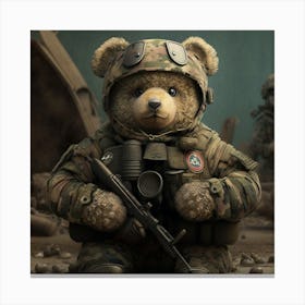 Teddy Bear Soldier Canvas Print