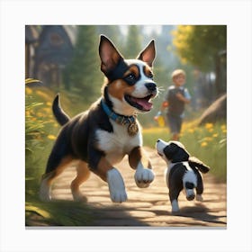 Dog And A Cat Canvas Print