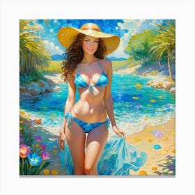 Girl On The Beach dghk Canvas Print