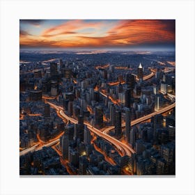 Cityscape At Dusk Canvas Print