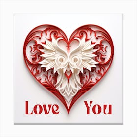 Heart Paper Art Love You Valentine's Day Canvas Print