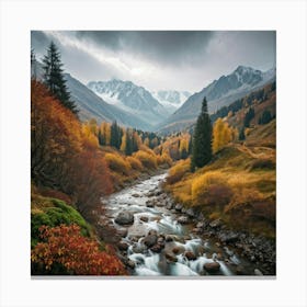 Autumn Landscape Panorama Tatra Mountains Embracing The Gentle Hues Of Fall Trees Awash With Orang (4) Canvas Print