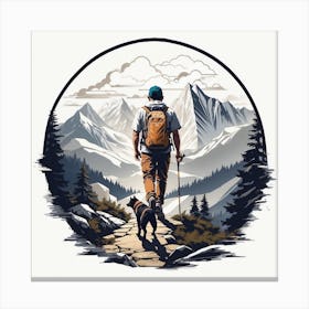 Hiking With Dog Canvas Print