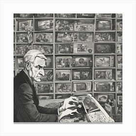 Man In Front Of A Television 1 Canvas Print