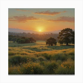 Sunset In The Meadow Canvas Print