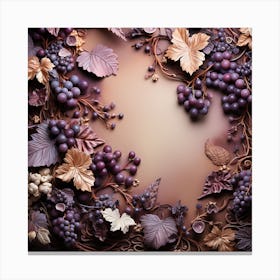Chocolate Grapes On A Brown Background Canvas Print
