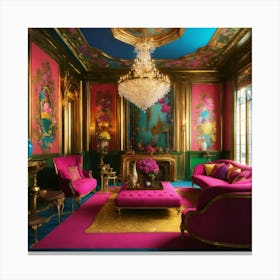 Pink And Gold Living Room 2 Canvas Print