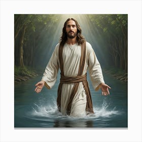 Jesus walking through water 1 Canvas Print