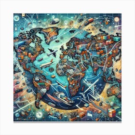 World Map Jigsaw Puzzle Canvas Print