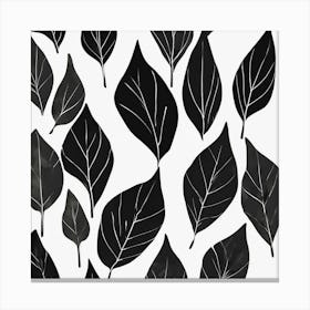 Minimal Plant Leaf Black Art Print 1 Canvas Print