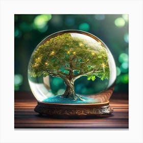 Tree Of Life In A Glass Ball Canvas Print