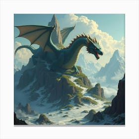 A Mystical, Ancient Dragon Carving Its Name Into A Mountain 1 Canvas Print