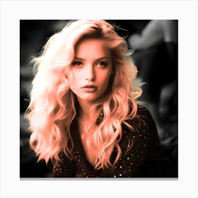Portrait of a woman with blond hair. Tinted monochrome print. Canvas Print