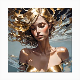 Gold Girl In Water Canvas Print