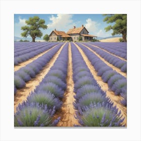 Lavender Field paintings art print 1 Canvas Print