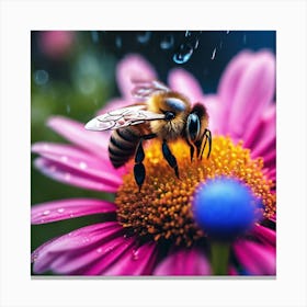 Bee On A Flower Canvas Print