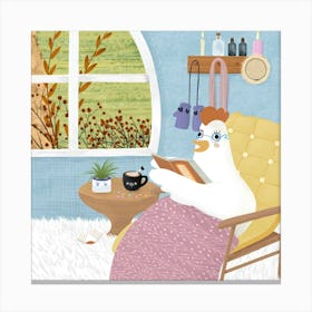 Reading A Book, Afternoon Teatime Canvas Print