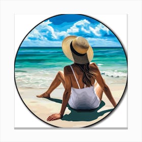 Woman Enjoying The Sun At The Beach 17 Canvas Print