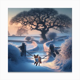 Fox In The Snow 4 Canvas Print