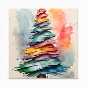 Christmas Tree Watercolor Painting Canvas Print