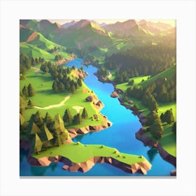 Low Poly Landscape Canvas Print