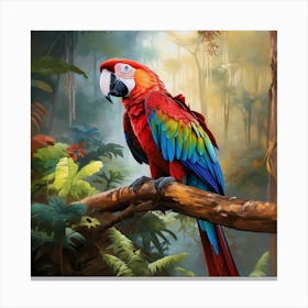 Macaw Parrot In Tree 5 Canvas Print