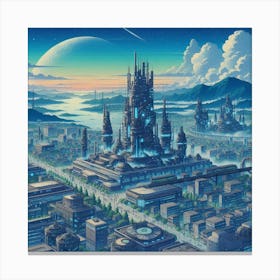 Anime Landscape With Futuristic Technology (4) Canvas Print