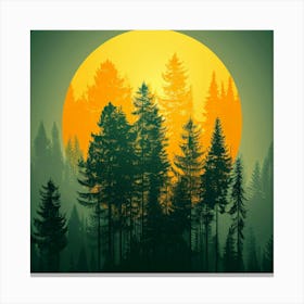 Sunset In The Forest Canvas Print