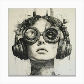 'The City' Headphones Music Canvas Print