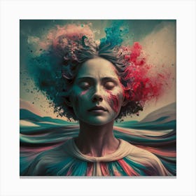 Woman With Colorful Hair 3 Canvas Print