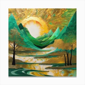 Abstact Mountain Sun Art Print (5) Canvas Print