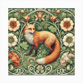 william morris Fox In A Flower bed Canvas Print