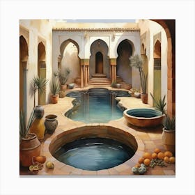 Courtyard With Pool Canvas Print
