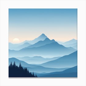 Misty mountains background in blue tone 97 Canvas Print