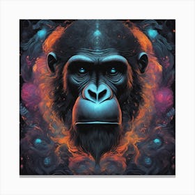 Mesmerizing Ape With Luminous Eyes On A Profound Black Background Canvas Print