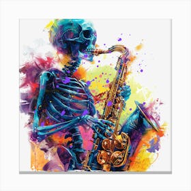 Skeleton Saxophone Canvas Print