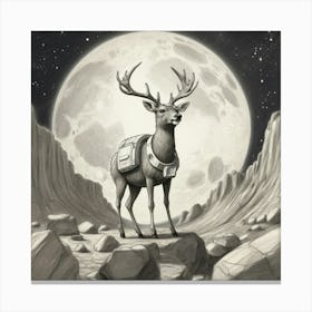 Deer In The Moonlight 2 Canvas Print