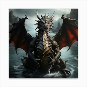 Dragon In The Water Art Painting 1 Canvas Print